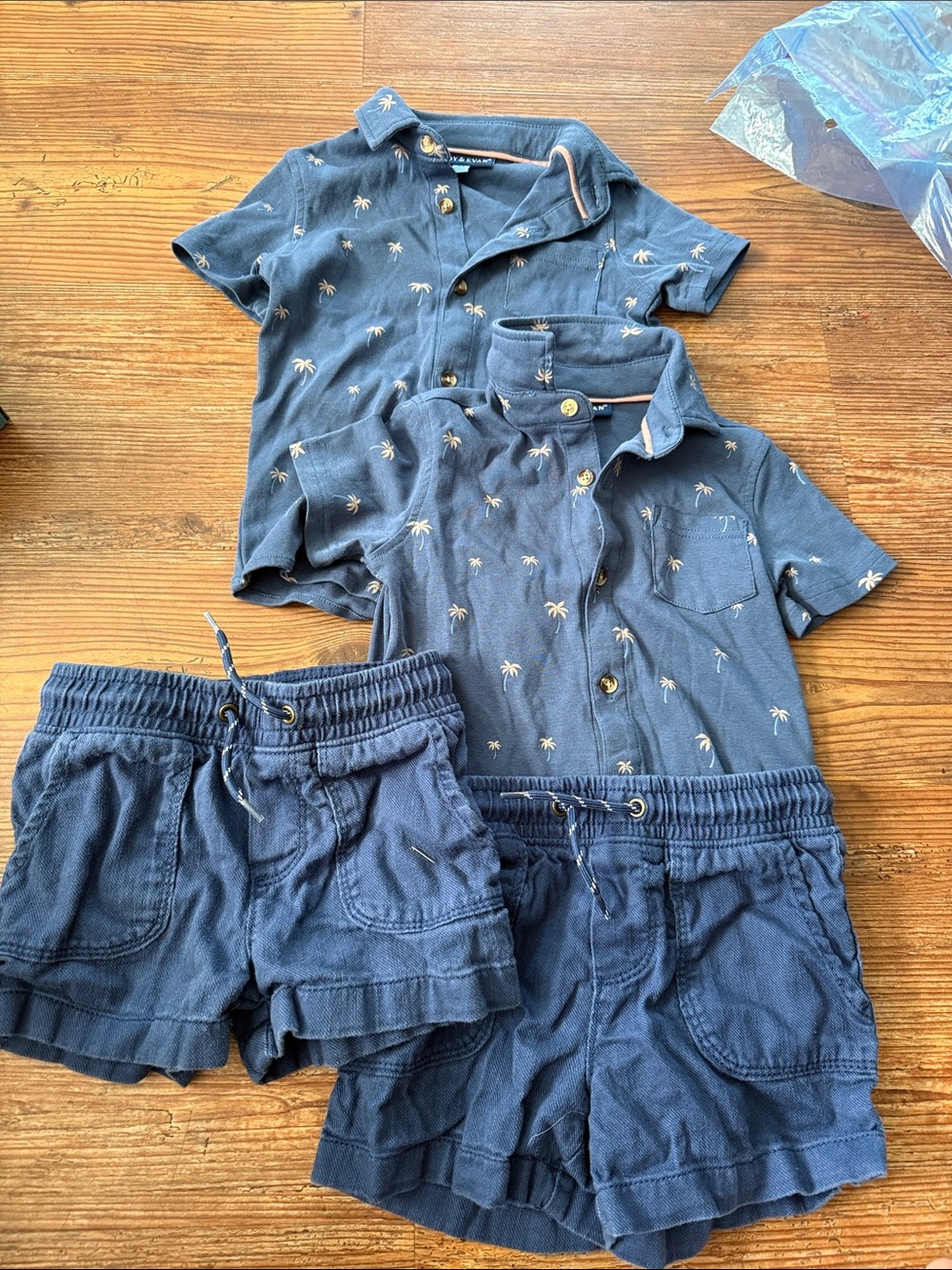 Andy & Evan Navy Palm-Print Polo & Shorts Set bonus shorts 2t sets